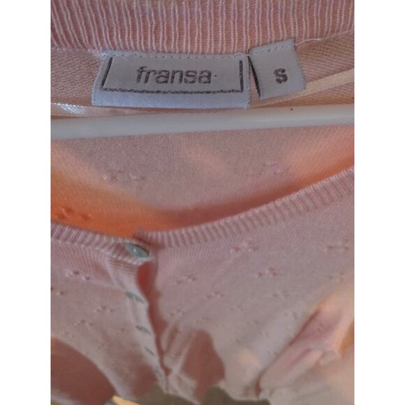 Fransa Zudot Cardigan Sweater S Womens Long Sleeve Pink Buttons Grandma Core - Picture 4 of 7